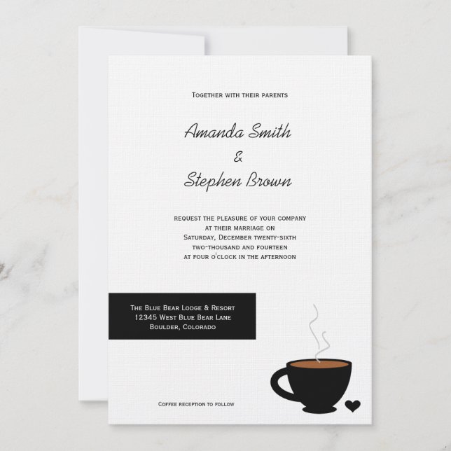 Cosy Coffee Love Casual Wedding Invitation (Front)