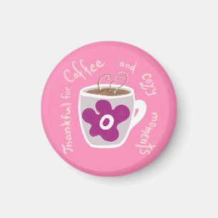 Cosy coffee mug with large flower and quote magnet
