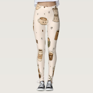 Cosy Coffee Pattern Cute Café Drinks & Espresso Leggings