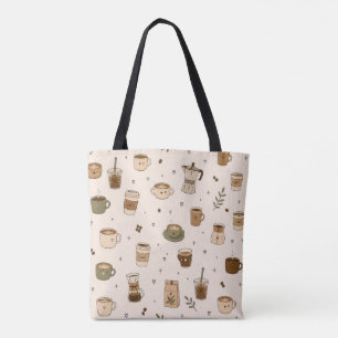 Cosy Coffee Pattern Cute Café Drinks & Espresso Tote Bag