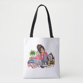 Cosy Coffee Study Girl – Work Hard Dream Big Tote Bag
