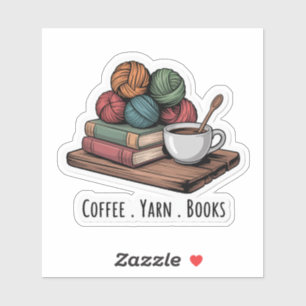 Cosy Coffee, Yarn, and Books Sticker
