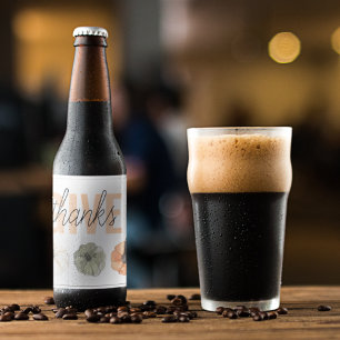 Cosy Colourful Pastel Give Thanks and Pumpkin Beer Bottle Label