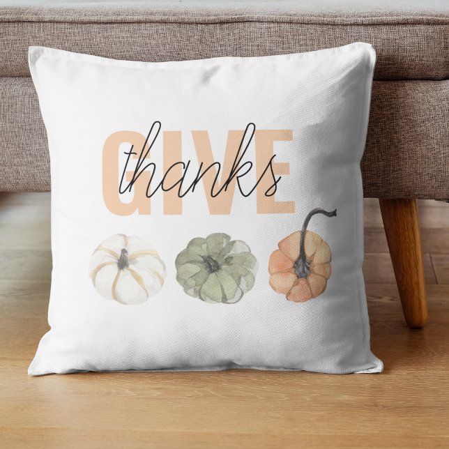 Cosy Colourful Pastel Give Thanks and Pumpkin Cushion (Creator Uploaded)
