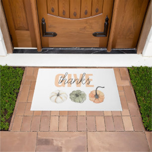 Cosy Colourful Pastel Give Thanks and Pumpkin Doormat