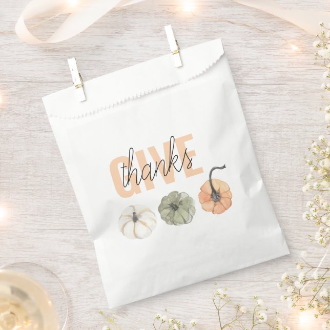 Cosy Colourful Pastel Give Thanks and Pumpkin Favour Bag (Clipped)