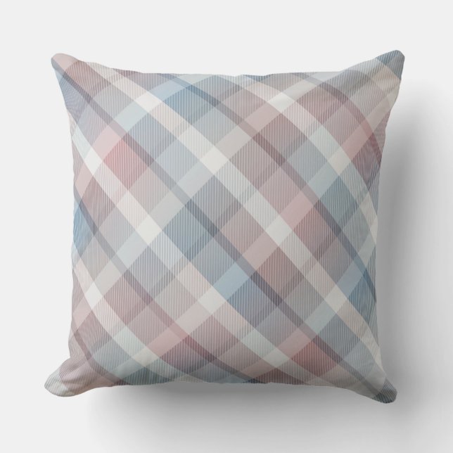 Cosy colourful tartan plaid, pastel Throw Pillow (Front)