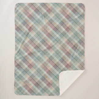 Cosy colourful tartan Sherpa Blanket