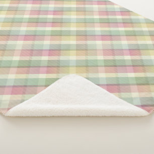 Cosy colourful tartan Sherpa Blanket