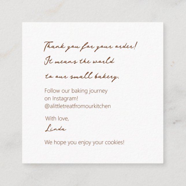 Cosy Cookie Delights  Enclosure Card (Back)