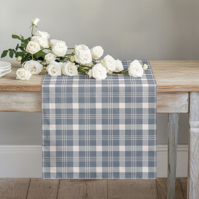 Cosy Coral and Grey Plaid Table Runner for Home (Cozy Coral and Grey Plaid Table Runner for Home)
