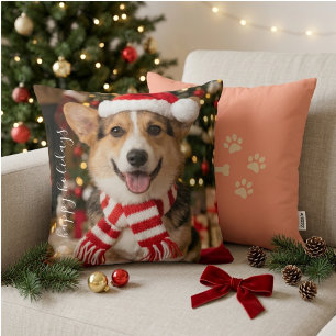 Cosy Corgi Christmas Paw Print Design Cushion