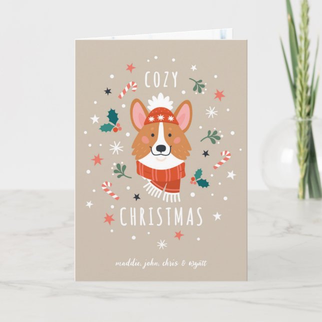 Cosy Corgi - Christmas Warmth Holiday Card (Front)