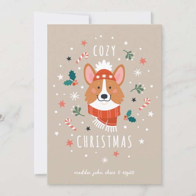 Cosy Corgi - Christmas Warmth Holiday Card (Front)