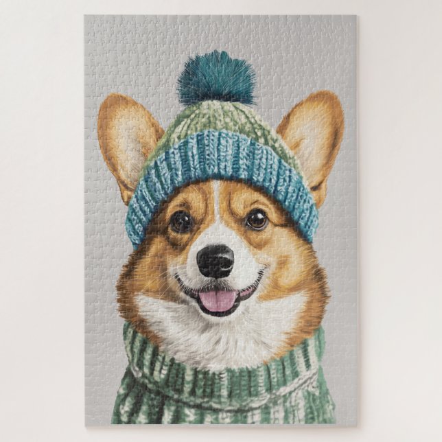 Cosy Corgi in Winter Gear Jigsaw Puzzle (Vertical)