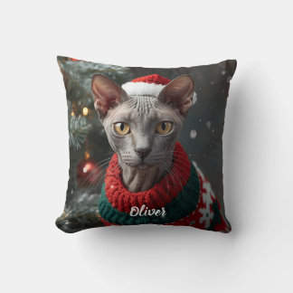 Cosy Cornish Rex Christmas Personalised Cushion