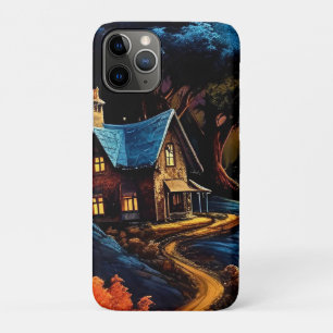 Cosy Cottage at Christmas Under a Glowing Moonlit iPhone 11 Pro Case