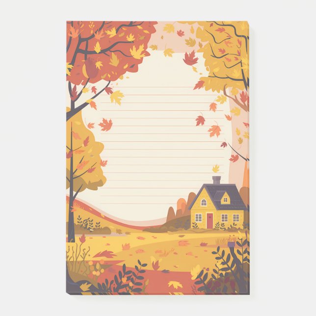 Cosy Cottage & Falling Leaves Post-it Notes (Front)
