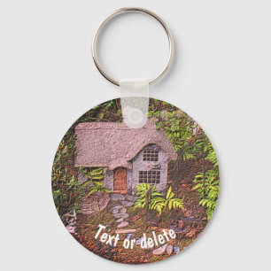 Cosy Cottage Garden Nature Personalised Key Ring