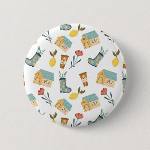 Cosy Cottage Gardening Boots and Coffee Cute 6 Cm Round Badge