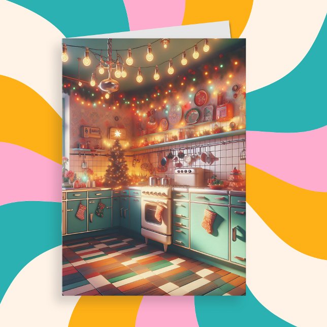 Cosy Cottage Kitsch Retro Christmas Card (Creator Uploaded)