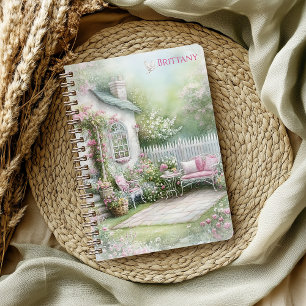 Cosy Cottage Pink Florals Pink Patio Notebook