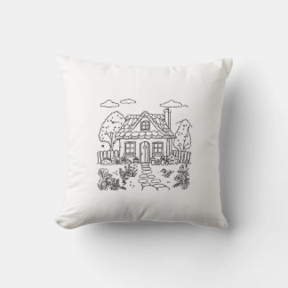 Cosy Cottage Sketch Pillow
