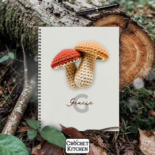 Cosy Cottagecore Crochet Mushroom Monogram Name  Notebook