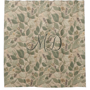 Cosy Cottagecore Floral Botanical Sage Green Shower Curtain