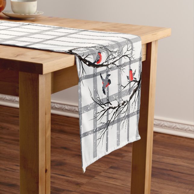 Cosy Country Cottage Winter Birds Table Runner (In Situ)