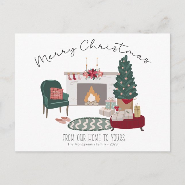 Cosy Country Home Christmas Tree | Merry Christmas Postcard (Front)