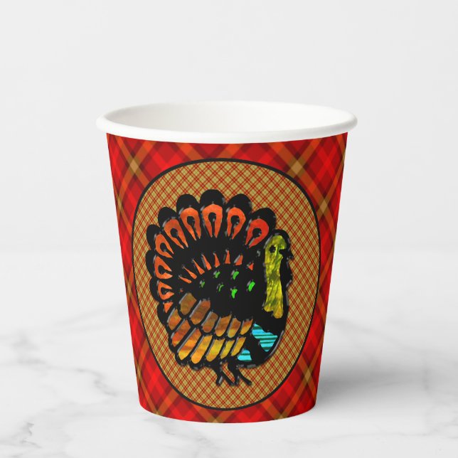 Cosy Country Turkey Plaid  Paper Cups (Front)