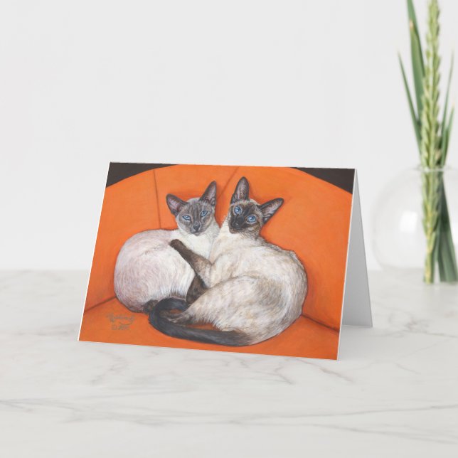 Cosy Couple Siamese Cat Card (Front)