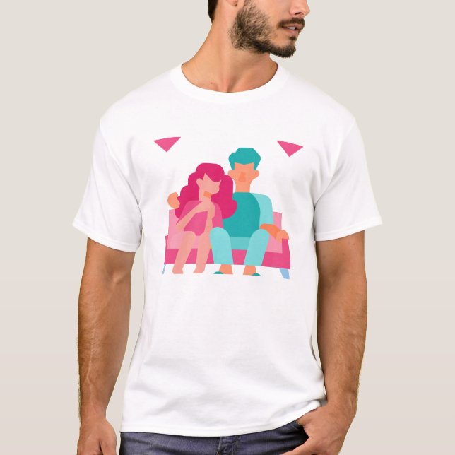 Cosy Couple Sweethearts Lovebirds Togetherness T-Shirt (Front)