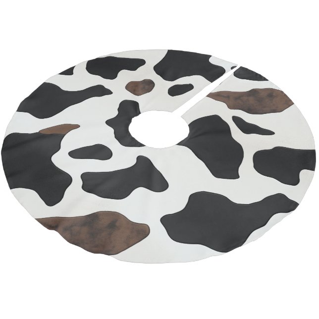 Cosy Cow Print featuring Cow Patches Brushed Polyester Tree Skirt (Angled)