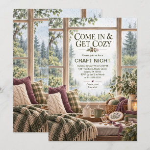 Cosy Craft Night Gathering with Friends Invitation