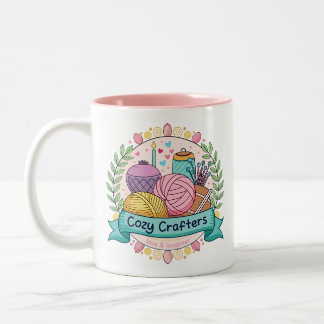 Cosy Crafters Club Two-Tone Coffee Mug (Left)