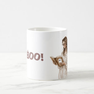 Cosy Cream Ghost Book Boo Halloween Coffee Mug