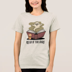 Cosy Cream Gothic Book Ghost Tri-Blend Shirt