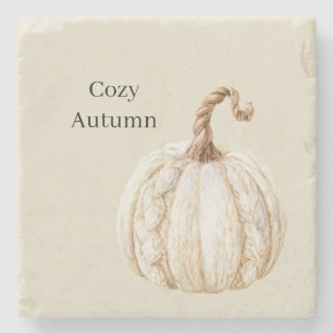 Cosy Cream Pumpkin Stone Coaster