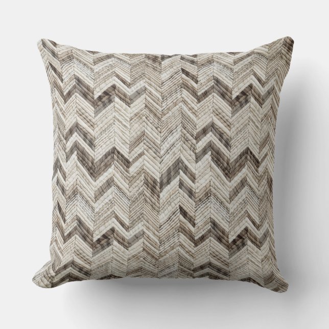 Cosy cream taupe chevron cushion (Front)