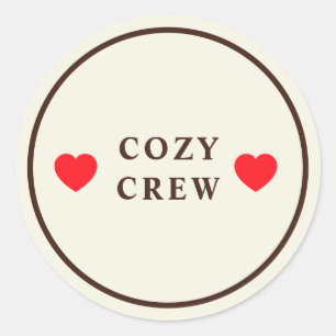 Cosy Crew Two Hearts Minimalist Custom Classic Round Sticker