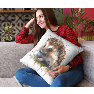 Cosy Critter: Hedgehog in Watercolor  Cushion