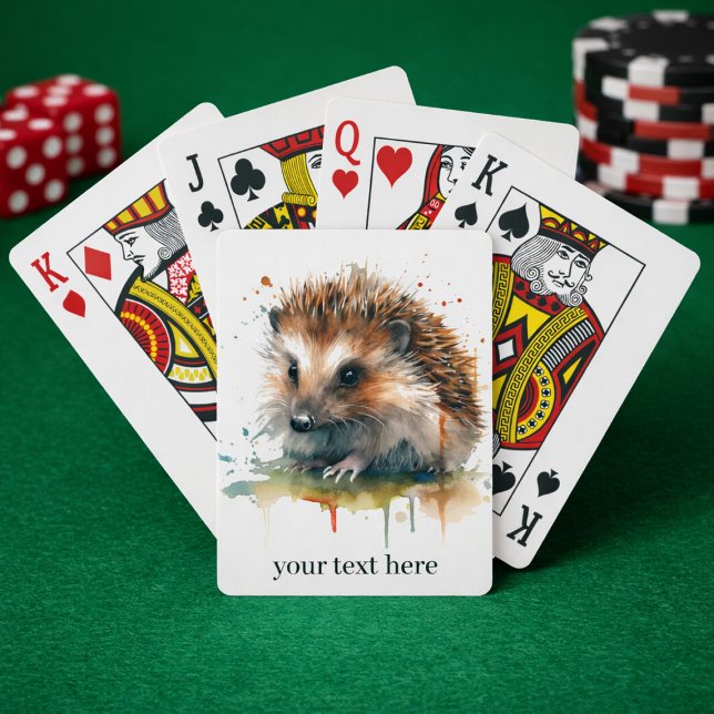 Cosy Critter: Hedgehog in Watercolor, custom Playing Cards (Creator Uploaded)