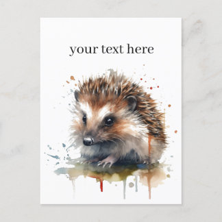 Cosy Critter: Hedgehog in Watercolor, custom Postcard