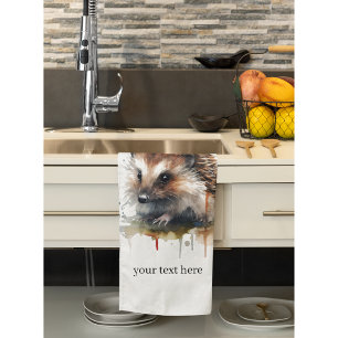Cosy Critter: Hedgehog in Watercolor, custom Tea Towel