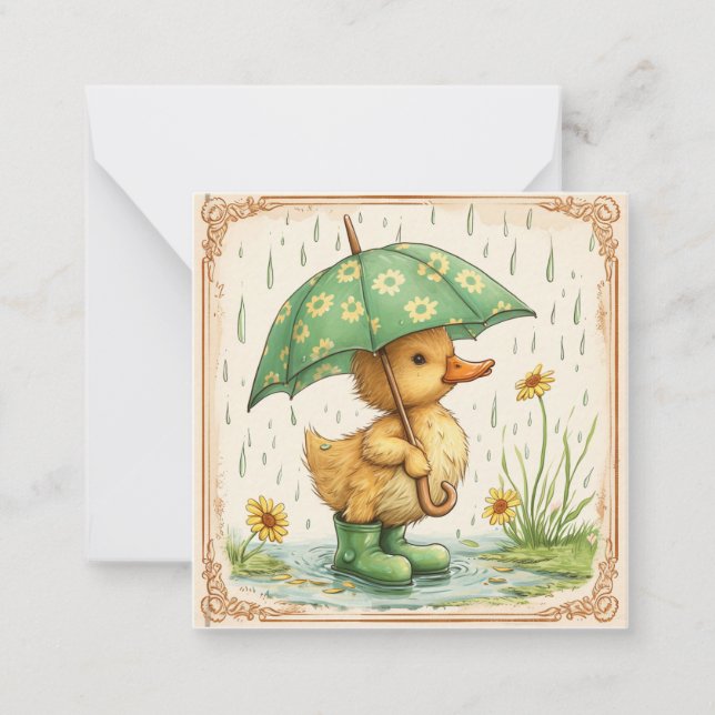 Cosy Critters & Happy Rain: Cute Duckling Card (Front)