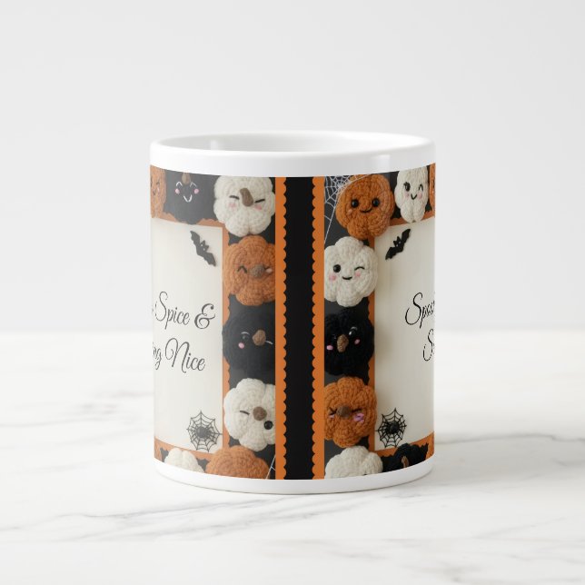 Cosy Crochet Pumpkin Halloween Coffee Mug (Front)