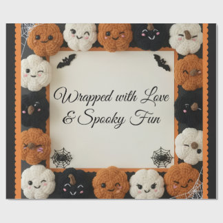 Cosy Crochet Pumpkin Halloween Wrapping Paper 