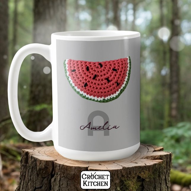 Cosy Crochet Watermelon Fruit Aesthetic Monogram  Coffee Mug (Creator Uploaded)